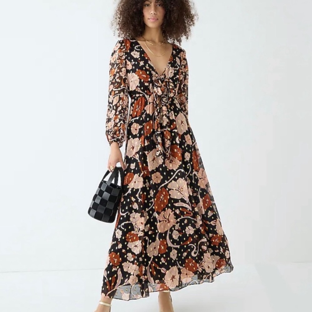J. Crew Collection Tie Front A-line full length dress